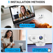 AOC 4K Webcam for PC, Streaming Computer Camera with Noise-Canceling Mic