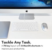 Macally Small USB Wired Keyboard for Mac and Windows - 78 Scissor Keys, 13 Shortcut Compatible Apple Keyboard - Mini Compact USB Computer Keyboard That Saves Space and Looks Great - Space Grey
