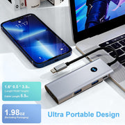 USB C Hub 6-in-1 USB Hub, 4K HDMI USB-C Multiport Adapter