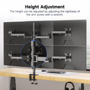Suptek Dual LED LCD Monitor Stand up Desk Mount for 2 / Two Screens up to 32 inch Extra Tall 31.5" Pole Heavy Duty Fully Adjustable Stand Vertical Array (MD6802)