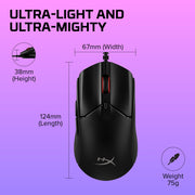 HyperX Pulsefire Haste 2 – Wireless Gaming Mouse- Ultra Lightweight, 61g, 100 Hour Battery Life, Dual Wireless Connectivity, Precision Sensor - Black