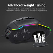 Redragon M801 Wireless Gaming Mouse, RGB Gaming Mouse with MMO 9 Programmable Macro Editing Buttons, UP 16000 Adjustable DPI, Rapid Fire Button for Game, Windows,PC - Wireless, Black