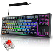 TECWARE Phantom+ Elite 87 Key RGB Mechanical Gaming Keyboard | 3-Mode Wireless Bluetooth 5.0, 2.4GHz & USB-C Wired | Hot-Swappable 5-Pin | Double-Shot PBT Keycaps | Wraith Brown Switch - Black