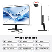 KOORUI 24" FHD IPS PC Monitor, 144Hz Adaptive Sync, Eye Care, Tilt Adjustable, HDMI & VGA, VESA Mount for Home Office, Streaming and Casual Gaming