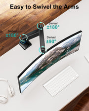 Dual Monitor Arm Desk Mount Fits Max 32 inch Screens, Holds 4.4 to 19.8lbs