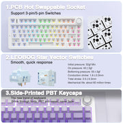 AULA F75 Pro Wireless Mechanical Keyboard,75% Hot Swappable Custom Keyboard with Knob,RGB Backlit,Pre-lubed Reaper Switches,Side Printed PBT Keycaps,2.4GHz/USB-C/BT5.0 Mechanical Gaming Keyboards