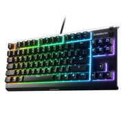 SteelSeries USB Apex 5 Hybrid Mechanical Gaming Keyboard – Per-Key RGB Illumination – Aircraft Grade Aluminum Alloy Frame – OLED Smart Display (Hybrid Blue Switch)