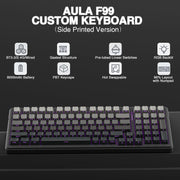 AULA F99 Wireless Mechanical Keyboard,Gasket Structure Hot Swappable Custom Keyboard,RGB Backlit,Creamy Sound,Side Printed PBT Keycaps,2.4GHz/USB-C/BT5.0 Computer Gaming Keyboards