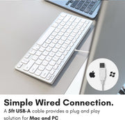 Macally Small USB Wired Keyboard for Mac and Windows - 78 Scissor Keys, 13 Shortcut Compatible Apple Keyboard - Mini Compact USB Computer Keyboard That Saves Space and Looks Great - Space Grey