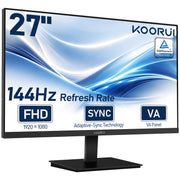 KOORUI 24" FHD IPS PC Monitor, 144Hz Adaptive Sync, Eye Care, Tilt Adjustable, HDMI & VGA, VESA Mount for Home Office, Streaming and Casual Gaming