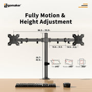 ERGOMAKER Dual Monitor Mount, Height Adjustable Swivel for 13-27" Screens