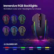 RisoPhy Wireless Gaming Mouse, 3-Mode 2.4G/USB-C/Bluetooth with RGB Backlit
