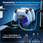 OIVO PS5 Controller Charger with Fast Charging AC Adapter, PS5 Controller Charging Station Stand for PlayStation 5, Docking Station Replacement for PS 5 Accessories Kits