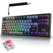 TECWARE Phantom+ Elite 87 Key RGB Mechanical Gaming Keyboard | 3-Mode Wireless Bluetooth 5.0, 2.4GHz & USB-C Wired | Hot-Swappable 5-Pin | Double-Shot PBT Keycaps | Wraith Brown Switch - Black