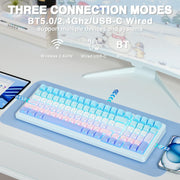 AULA F99 Wireless Mechanical Keyboard,Gasket Structure Hot Swappable Custom Keyboard,RGB Backlit,Creamy Sound,Side Printed PBT Keycaps,2.4GHz/USB-C/BT5.0 Computer Gaming Keyboards