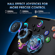 Moonag Wireless PC Controller with Hall Effect Joystick, 2.4G Wireless & Wired 1000Hz Polling Rate, Turbo & Dual Vibration, RGB Lighting, Gaming Controller for PC/Switch/iOS/Android, Black
