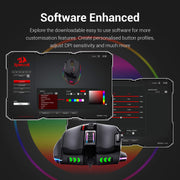 Redragon M801 Wireless Gaming Mouse, RGB Gaming Mouse with MMO 9 Programmable Macro Editing Buttons, UP 16000 Adjustable DPI, Rapid Fire Button for Game, Windows,PC - Wireless, Black