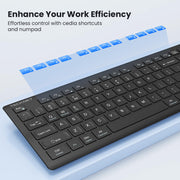 TECKNET Wireless Keyboard Rechargeable 2.4G Ultra-Slim, Comfortable Typing