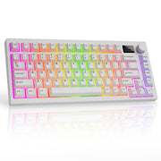 TECWARE Spectre 75 Mechanical Gaming Keyboard | Customizable LCD Screen Display & Knob | Tri-Mode Wireless Bluetooth 2.4GHz | Gasket Mount Hot Swappable | Black Candy Red Linear Switches
