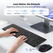 TECKNET Wireless Keyboard Rechargeable 2.4G Ultra-Slim, Comfortable Typing