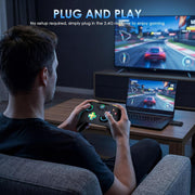 Moonag Wireless PC Controller with Hall Effect Joystick, 2.4G Wireless & Wired 1000Hz Polling Rate, Turbo & Dual Vibration, RGB Lighting, Gaming Controller for PC/Switch/iOS/Android, Black