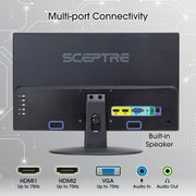 Sceptre 24-inch Prime Monitor Thin 1080p LED Monitor 99% sRGB 2x HDMI VGA Build-in Speakers, Machine Black (E248W-19203R 2025 Series)