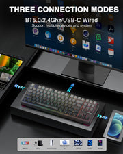 AULA F75 Pro Wireless Mechanical Keyboard,75% Hot Swappable Custom Keyboard with Knob,RGB Backlit,Pre-lubed Reaper Switches,Side Printed PBT Keycaps,2.4GHz/USB-C/BT5.0 Mechanical Gaming Keyboards