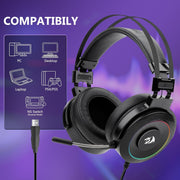 Redragon USB Wired Gaming Headset with 7.1 Surround Sound, Volume Control