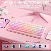 AULA F75 Pro Wireless Mechanical Keyboard,75% Hot Swappable Custom Keyboard with Knob,RGB Backlit,Pre-lubed Reaper Switches,Side Printed PBT Keycaps,2.4GHz/USB-C/BT5.0 Mechanical Gaming Keyboards