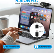 AOC 4K Webcam for PC, Streaming Computer Camera with Noise-Canceling Mic