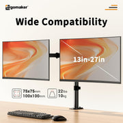 ERGOMAKER Dual Monitor Mount, Height Adjustable Swivel for 13-27" Screens