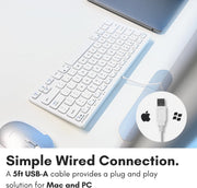 Macally Small USB Wired Keyboard for Mac and Windows - 78 Scissor Keys, 13 Shortcut Compatible Apple Keyboard - Mini Compact USB Computer Keyboard That Saves Space and Looks Great - Space Grey