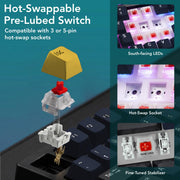 TECWARE Spectre 75 Mechanical Gaming Keyboard | Customizable LCD Screen Display & Knob | Tri-Mode Wireless Bluetooth 2.4GHz | Gasket Mount Hot Swappable | Black Candy Red Linear Switches