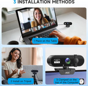 AOC 4K Webcam for PC, Streaming Computer Camera with Noise-Canceling Mic