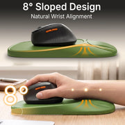 Ergonomic Mouse Pad with Wrist Rest, Sloped Memory Foam Mousepad with Wrist Support, Cooling Channels, Non-Slip Base, Smooth Lycra Surface for Office, Gaming & Home Desk (Black)