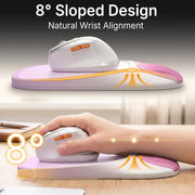 Ergonomic Mouse Pad with Wrist Rest, Sloped Memory Foam Mousepad with Wrist Support, Cooling Channels, Non-Slip Base, Smooth Lycra Surface for Office, Gaming & Home Desk (Black)