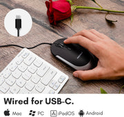 Macally USB Type C Mouse - Slim & Compact Design - USB C Mouse for MacBook Pro iMac PC etc. - Simple 3 Button & Scroll Wheel Layout with DPI Switch - Comfortable Plug & Play Apple Wired Mouse USBC