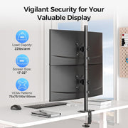 Suptek Dual LED LCD Monitor Stand up Desk Mount for 2 / Two Screens up to 32 inch Extra Tall 31.5" Pole Heavy Duty Fully Adjustable Stand Vertical Array (MD6802)