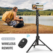 Liphisy 64” Tripod for Cell Phone & Camera with Remote and Phone Holder