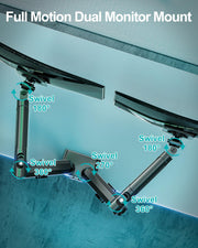 Dual Monitor Arm Desk Mount Fits Max 32 inch Screens, Holds 4.4 to 19.8lbs