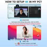 AOC 4K Webcam for PC, Streaming Computer Camera with Noise-Canceling Mic