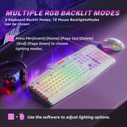 Redragon S101M-KS Gaming Keyboard and Mouse Wireless with Tri-Mode, RGB Keyboard and 4800 DPI Gaming Mouse, 10 Independent Multimedia Keys for Wins, PC, Computer, Wireless S101 Ideal for Gamer