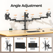 Suptek Dual LED LCD Monitor Stand up Desk Mount for 2 / Two Screens up to 32 inch Extra Tall 31.5" Pole Heavy Duty Fully Adjustable Stand Vertical Array (MD6802)