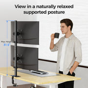 Suptek Dual LED LCD Monitor Stand up Desk Mount for 2 / Two Screens up to 32 inch Extra Tall 31.5" Pole Heavy Duty Fully Adjustable Stand Vertical Array (MD6802)