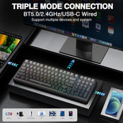 AULA F99 Wireless Mechanical Keyboard,Gasket Structure Hot Swappable Custom Keyboard,RGB Backlit,Creamy Sound,Side Printed PBT Keycaps,2.4GHz/USB-C/BT5.0 Computer Gaming Keyboards