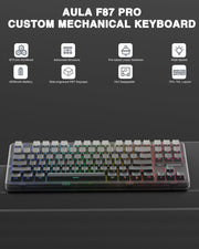AULA F75 Pro Wireless Mechanical Keyboard,75% Hot Swappable Custom Keyboard with Knob,RGB Backlit,Pre-lubed Reaper Switches,Side Printed PBT Keycaps,2.4GHz/USB-C/BT5.0 Mechanical Gaming Keyboards