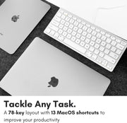 Macally Small USB Wired Keyboard for Mac and Windows - 78 Scissor Keys, 13 Shortcut Compatible Apple Keyboard - Mini Compact USB Computer Keyboard That Saves Space and Looks Great - Space Grey