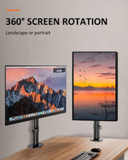Suptek Dual LED LCD Monitor Stand up Desk Mount for 2 / Two Screens up to 32 inch Extra Tall 31.5" Pole Heavy Duty Fully Adjustable Stand Vertical Array (MD6802)