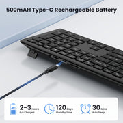 TECKNET Wireless Keyboard Rechargeable 2.4G Ultra-Slim, Comfortable Typing