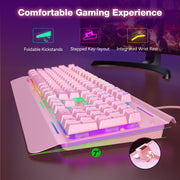 TECKNET Wired Gaming Keyboard, RGB Backlit Keyboard with Metal Panel Design